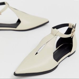 Bone / Off-White Colored Ankle Strap Flats